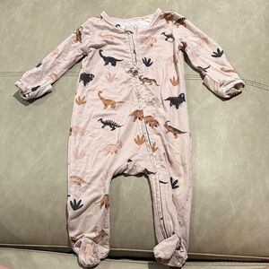 Caden Lane Beige Dinosaur Kids Footie